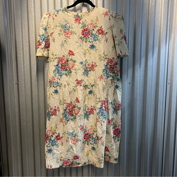 Worthington vintage floral print 100% cotton midi knee length dress size 10 - Picture 2 of 10